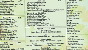 Tea Bear Teahouse menu