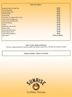 Sunrise Coffee House menu
