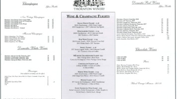 Cafe Champagne Thornton Winery menu