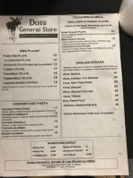 Doss General Store Cafe menu
