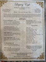 Legacy Cafe menu