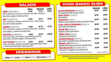 Hungry Howie's Pizza Subs menu