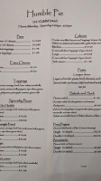 Humble Pie Restaurant menu