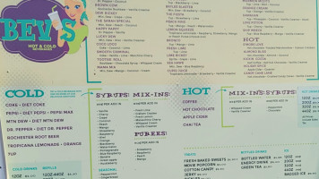 Bev's Hot And Cold Beverages menu