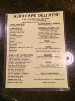 Alibi Cafe menu