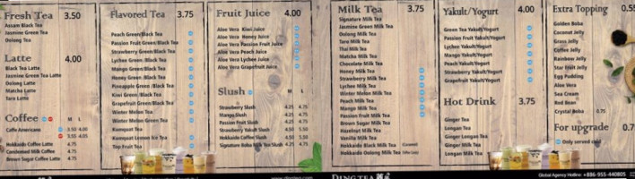 Ding Tea Cypress menu