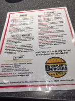 Bricker’s Burgers menu