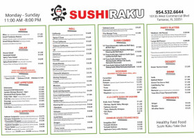 Sushi Raku menu