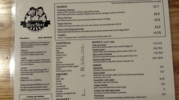 Hironori Craft Ramen menu