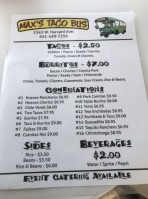 Max’s Taco Truck menu