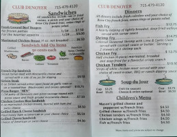 Club Denoyer menu
