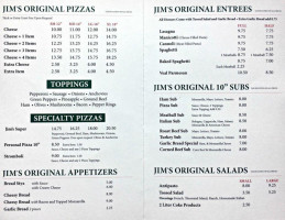 Jim's Pizza menu