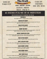 The Craft And Grill menu