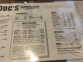 Doc's Smokehouse And Craft menu