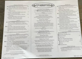 Tj's Burritos menu