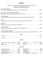 Town View Cafe menu