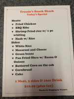 Treasie's Snack Shack menu
