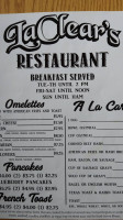 Laclears Tavern Eatery menu