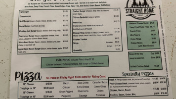 Straight Home Grill menu