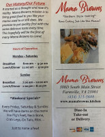 Mama Browns menu