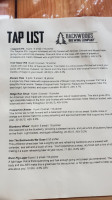 Backwoods Brewing Company menu