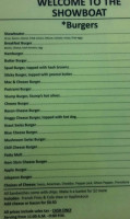Showboat Burgers And Beer menu