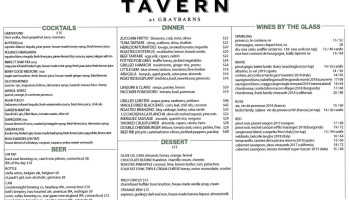 Tavern At GrayBarns menu