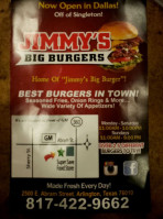 Jimmy's Big Burgers menu
