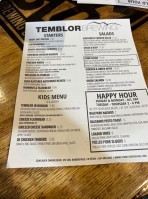 Temblor Brewing Company menu
