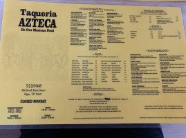 Taqueria Azteca De Oro menu