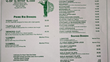 Turtle Club menu