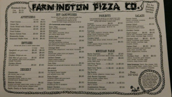 Farmington Pizza Co menu