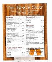 The King's Seat Grill menu