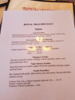 Royal Thai Bistro menu