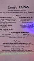 Caribe Tapas Resturant Lounge menu