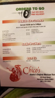 Chico's Mexican menu
