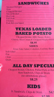 Shorty's Texas -b-q menu