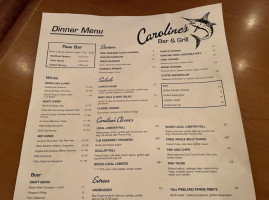 Caroline's And Grill menu