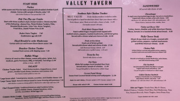 Valley Tavern menu