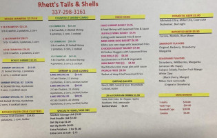 Rhett's Tails And Shells menu