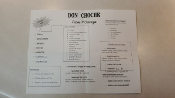 Don Choche Tacos Y Cerveza menu
