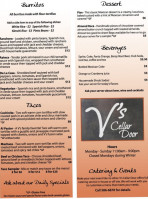 V's Cellar Door menu