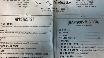 Palapas Seafood menu