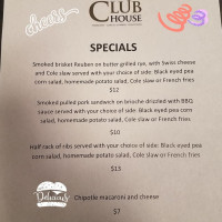 The Club House menu