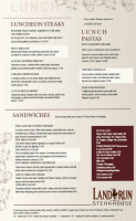Land Run Steakhouse menu