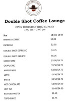 Double Shot Coffee Lounge menu