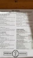 Overtime Brewing menu