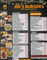 Jim Burgers menu