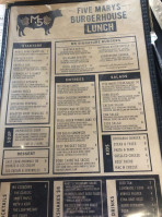 Five Marys Burgerhouse menu
