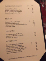 Frasinetti Winery menu